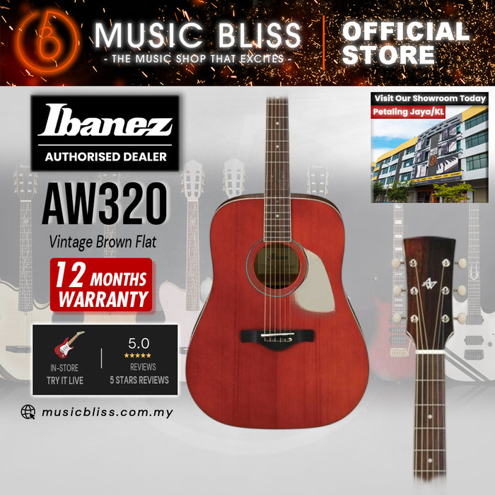 Ibanez AW320 Acoustic Guitar - Vintage Brown Flat