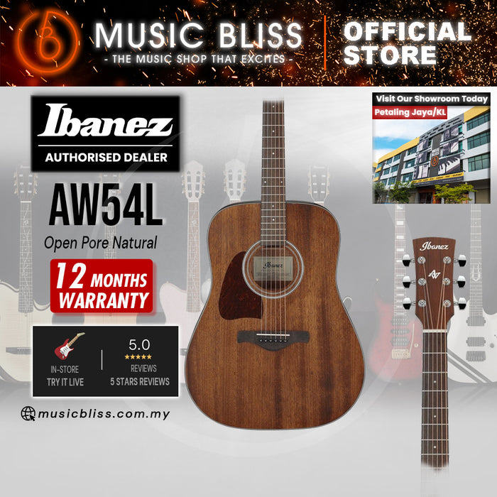 Ibanez AW54L Left-Handed Acoustic Guitar - Open Pore Natural