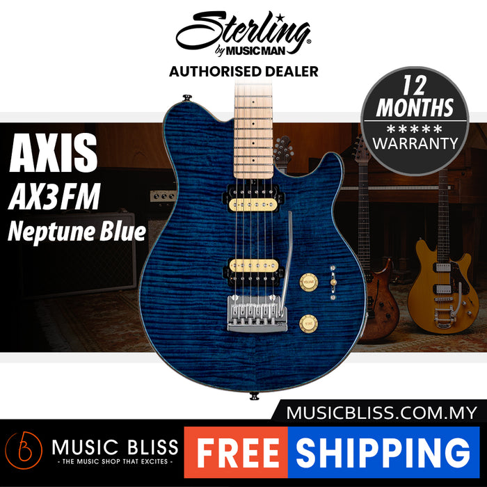 Sterling By Music Man Axis Flame Maple Electric Guitar - Neptune Blue