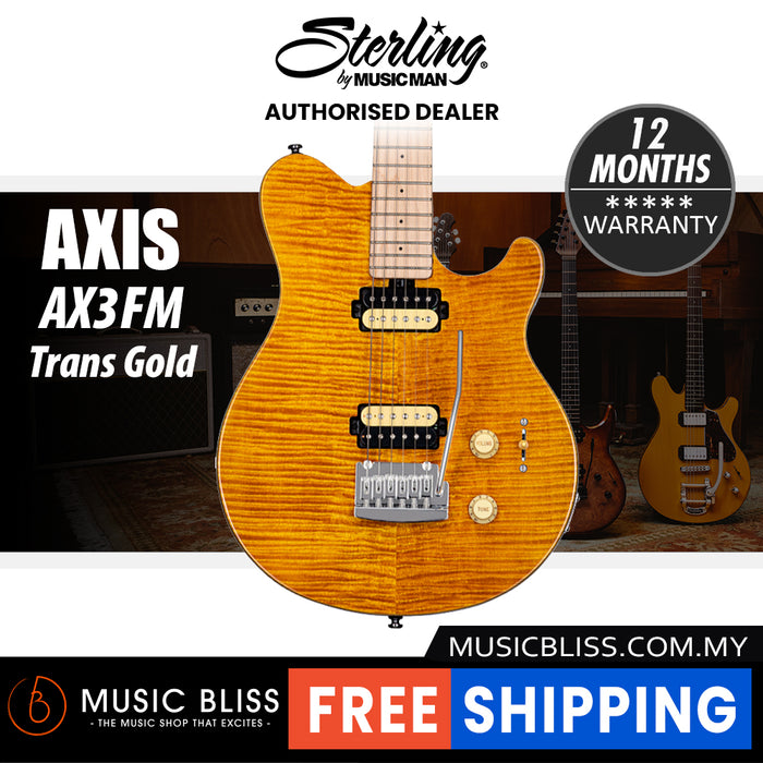 Sterling By Music Man Axis Flame Maple Electric Guitar - Trans Gold