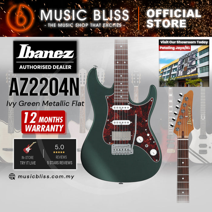 Ibanez Prestige AZ2204N Electric Guitar - Ivy Green Metallic Flat