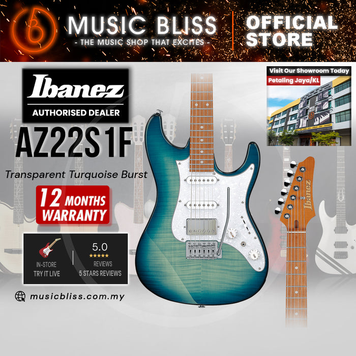 Ibanez Standard AZ22S1F Electric Guitar - Transparent Turquoise Burst