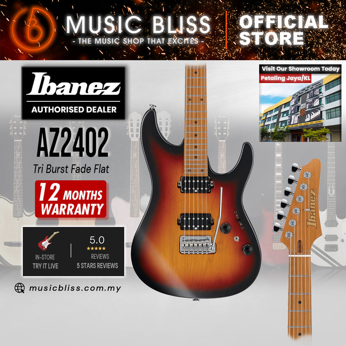 Ibanez Prestige AZ2402 Electric Guitar - Tri Burst Fade Flat (MADE IN JAPAN)