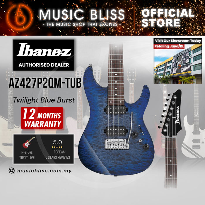Ibanez Premium AZ427P2QM 7-string Electric Guitar - Twilight Blue Burst