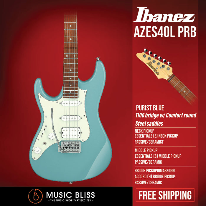 Ibanez AZES40L Left-handed Electric Guitar - Purist Blue - Music Bliss Malaysia
