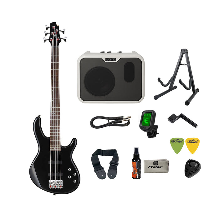 Cort Action Bass V Plus Bass Guitar with Bag - Black
