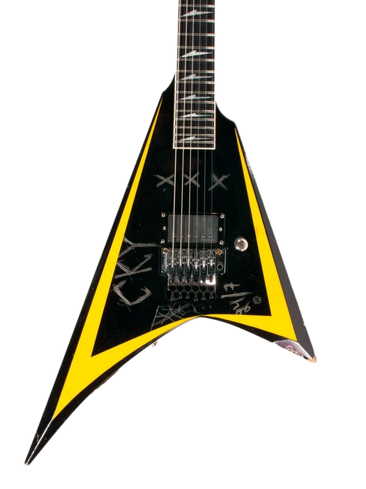 ESP Original ALEXI ARROW HEAD Relic Custom Order Made - Black w/Yellow Pinstripe [MIJ - Made in Japan]