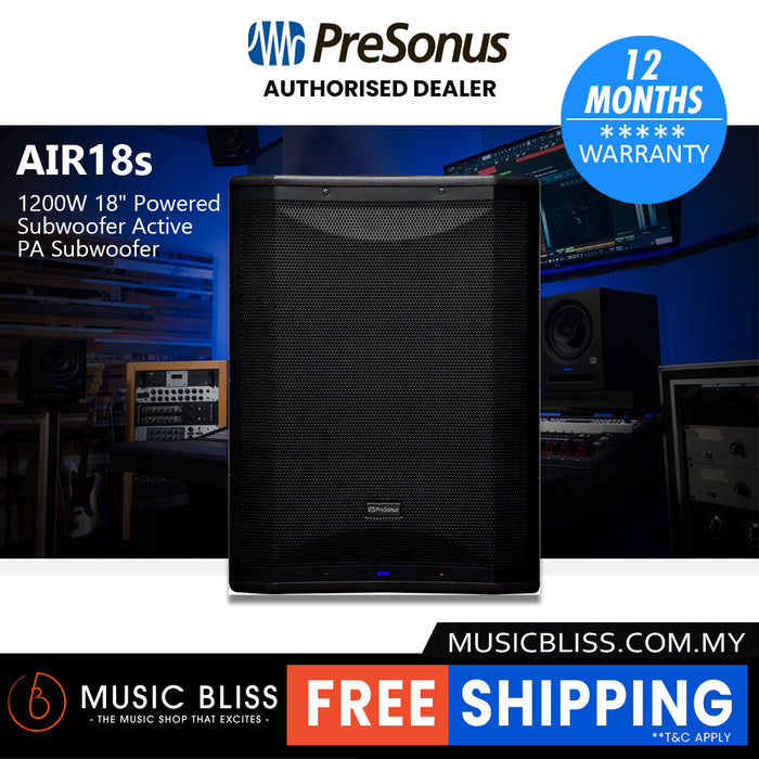 PreSonus AIR18s 1200W 18" Powered Subwoofer Active PA Subwoofer