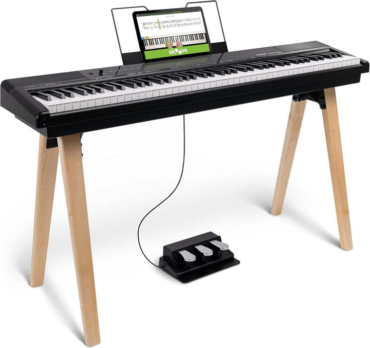 Alesis Recital Home 88-Key Contemporary Home Digital Piano with Wooden Stand - Black