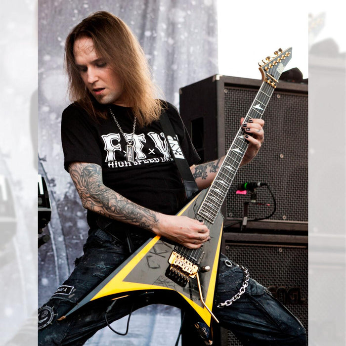 ESP Original ALEXI ARROW HEAD Relic Custom Order Made - Black w/Yellow Pinstripe [MIJ - Made in Japan]