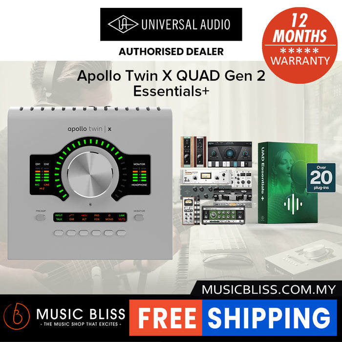 Universal Audio Apollo Twin X QUAD Gen 2 Essentials+ 10x6 Thunderbolt Audio Interface with UAD DSP