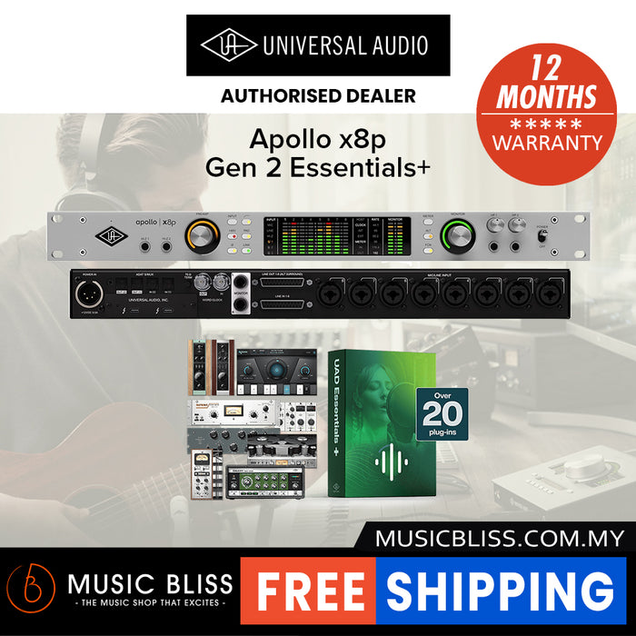 Universal Audio Apollo x8p Gen 2 Essentials+ 16x22 Thunderbolt Audio Interface with UAD DSP