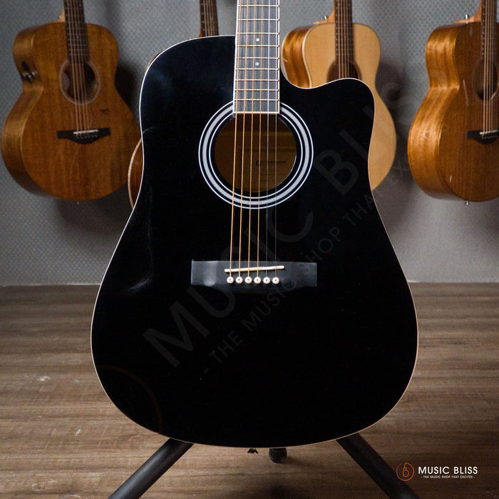 Caesar X-410C-BK Budget Beginner 41-inch Cutaway Body Acoustic Guitar - Black