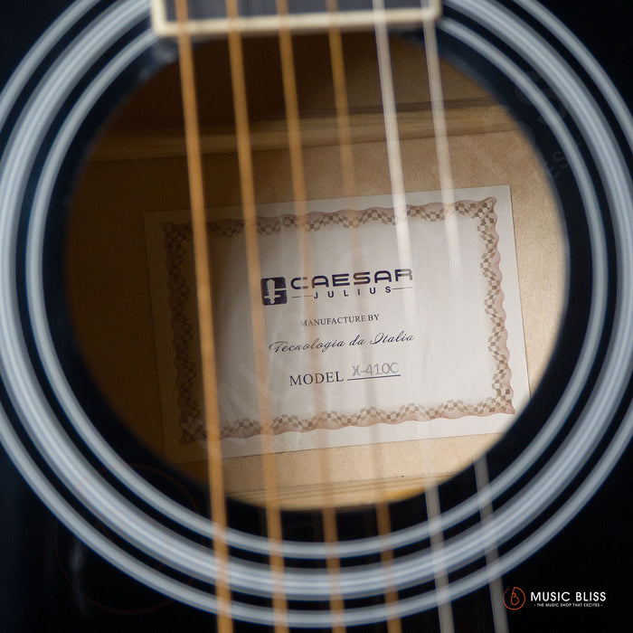Caesar X-410C-BK Budget Beginner 41-inch Cutaway Body Acoustic Guitar - Black