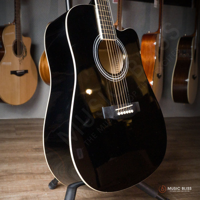 Caesar X-410C-BK Budget Beginner 41-inch Cutaway Body Acoustic Guitar - Black