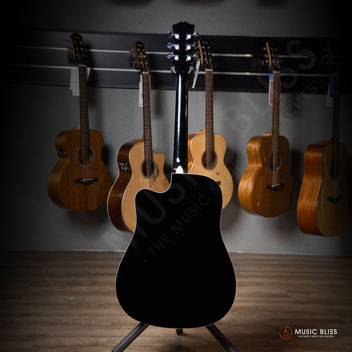 Caesar X-410C-BK Budget Beginner 41-inch Cutaway Body Acoustic Guitar - Black