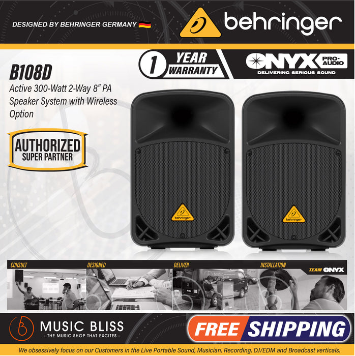 Behringer Eurolive B108D 300-Watt 8" Powered Speaker - Pair - Music Bliss Malaysia