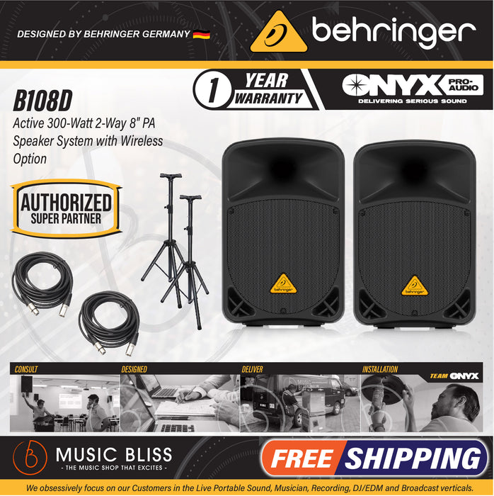 Behringer Eurolive B108D 300-Watt 8" Powered Speaker - Pair - Music Bliss Malaysia