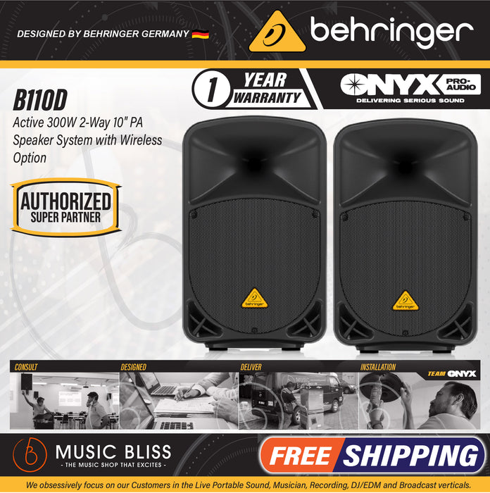 Behringer Eurolive B110D 300-Watt 10" Powered Speaker - Pair - Music Bliss Malaysia
