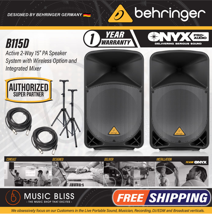 Behringer Eurolive B115D 1000-Watt 15" Powered Speaker - Pair - Music Bliss Malaysia