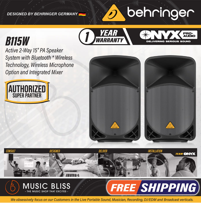 Behringer Eurolive B115W 1000W 15" Powered Speaker - Pair - Music Bliss Malaysia