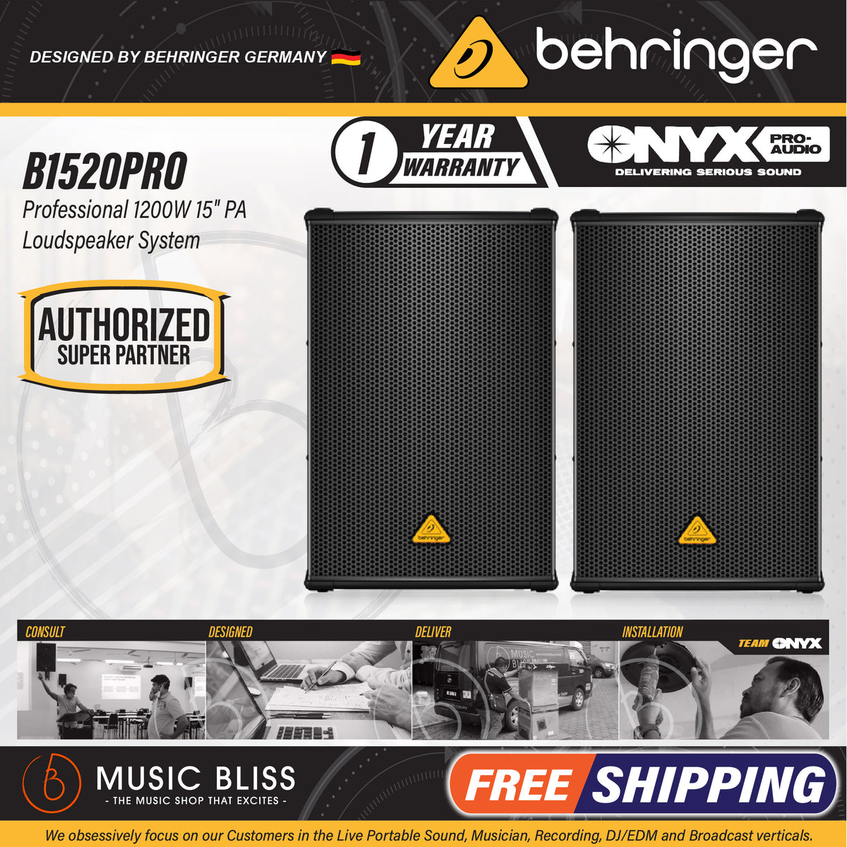 Behringer Eurolive Professional B1520 PRO 1200W 15'' Passive Speaker ...