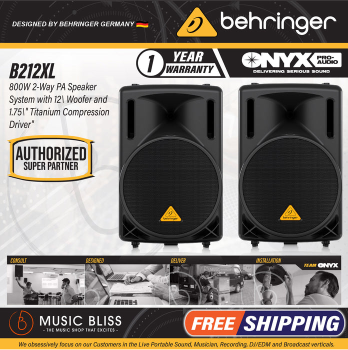 Behringer Eurolive B212XL 800-watt 12'' Passive Speaker - Pair - Music Bliss Malaysia