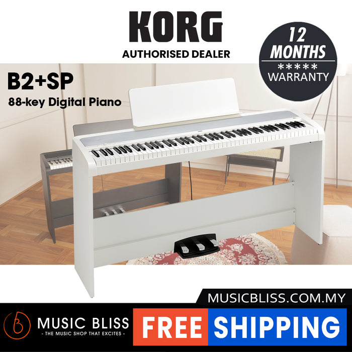 Korg B2+SP 88-Key Digital Piano with Stand and 3-Pedal System - White *0% INSTALLMENT*