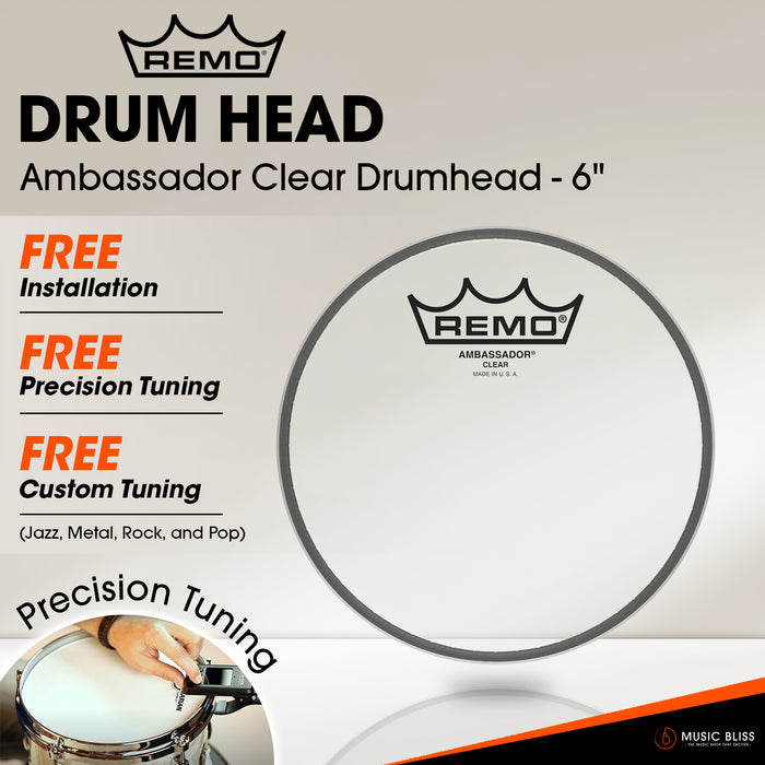 Remo Ambassador Clear Drumhead - 6" [Free In-Store Installation]