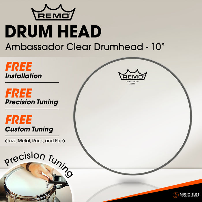 Remo Ambassador Clear Drumhead - 10" [Free In-Store Installation]