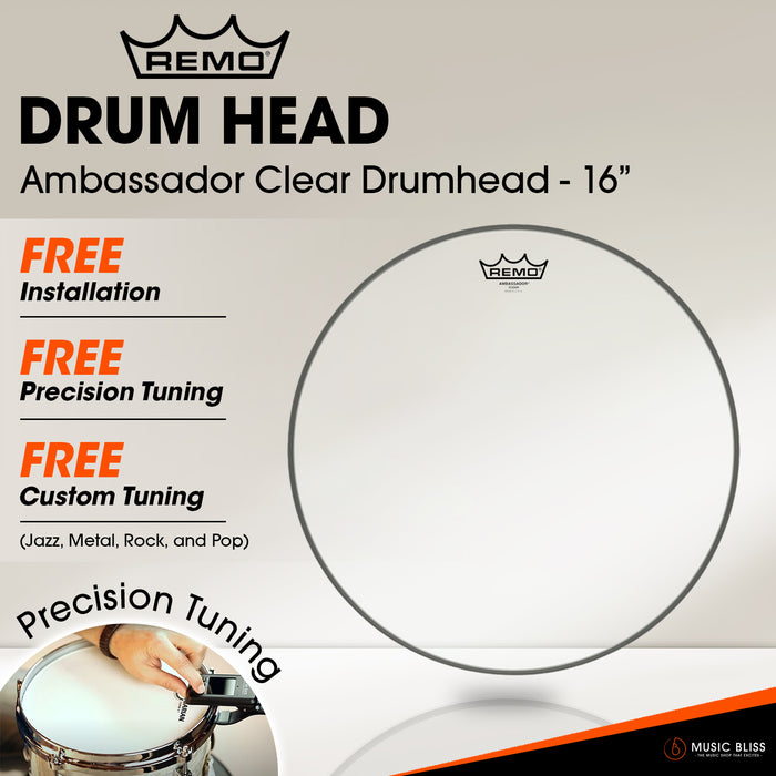 Remo Ambassador Clear Drumhead - 16" [Free In-Store Installation]