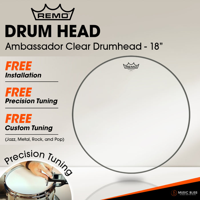 Remo Ambassador Clear Drumhead - 18" [Free In-Store Installation]