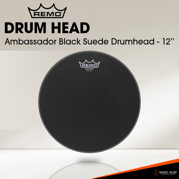 Remo Ambassador Black Suede Drumhead - 12''