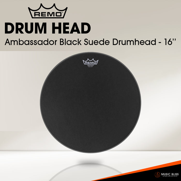 Remo Ambassador Black Suede Drumhead - 16''