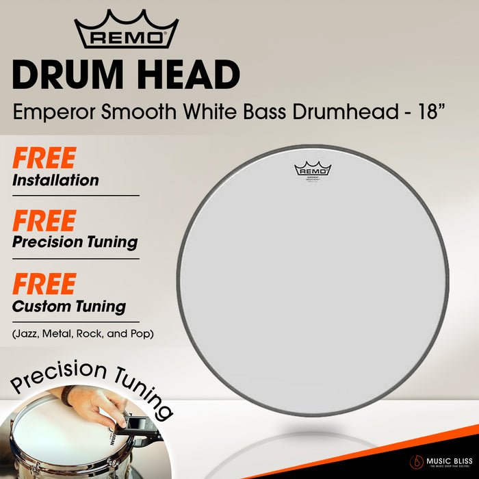 Remo Emperor Smooth White Bass Drumhead - 18"