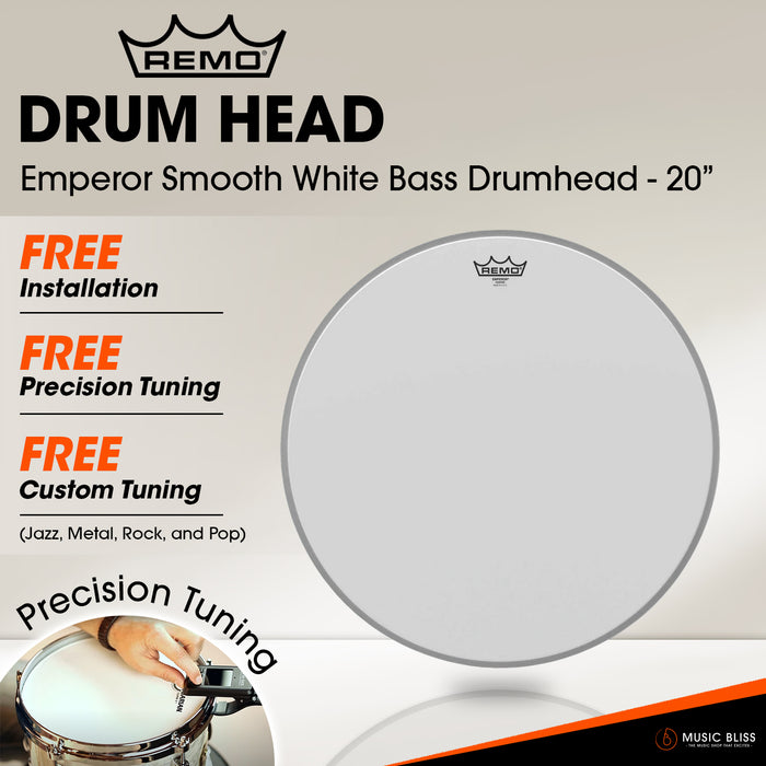 Remo Emperor Smooth White Bass Drumhead - 20"