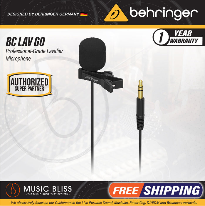 Behringer BC Lav GO Condenser Lavalier Microphone - Music Bliss Malaysia