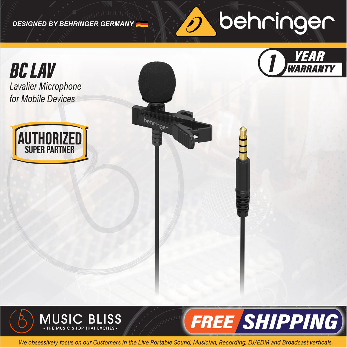 Behringer BC Lav Condenser Lavalier Microphone for Mobile Devices ...