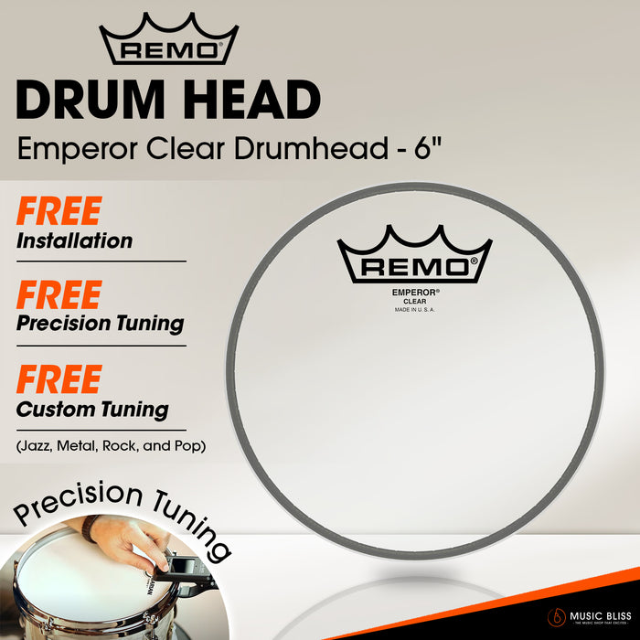 Remo Emperor Clear Drumhead (Available in sizes 6"-18") [Free In-Store Installation]
