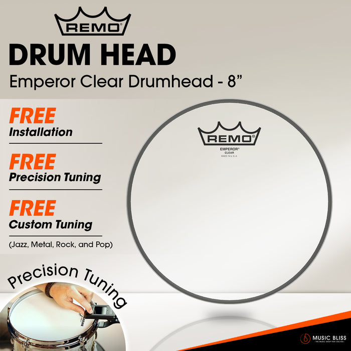 Remo Emperor Clear Drumhead - 8" [Free In-Store Installation]