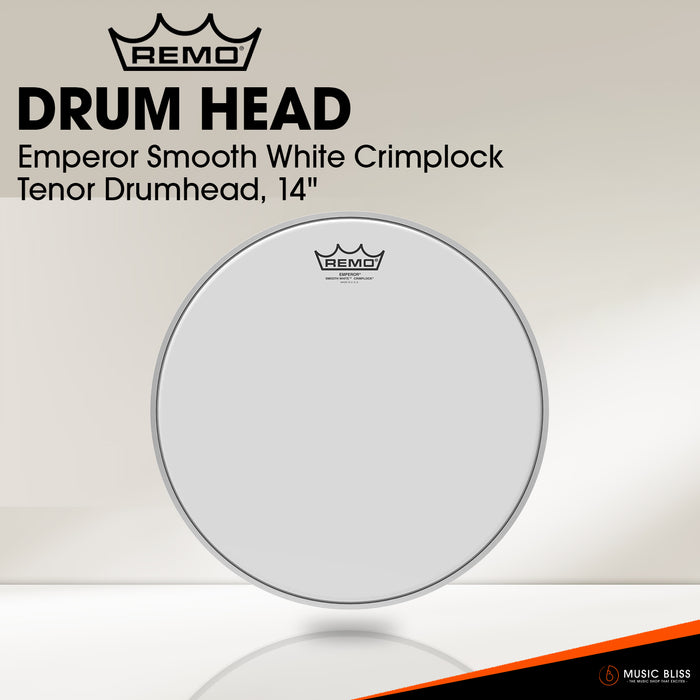 Remo Emperor Smooth White Crimplock Tenor Drumhead - 14''
