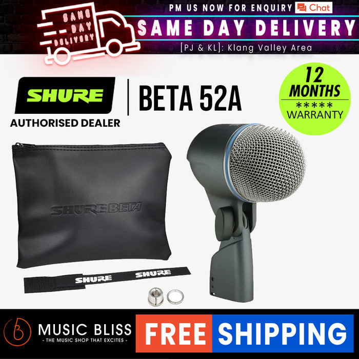Shure BETA 52A Supercardioid Dynamic Kick Drum Microphone Music Bliss