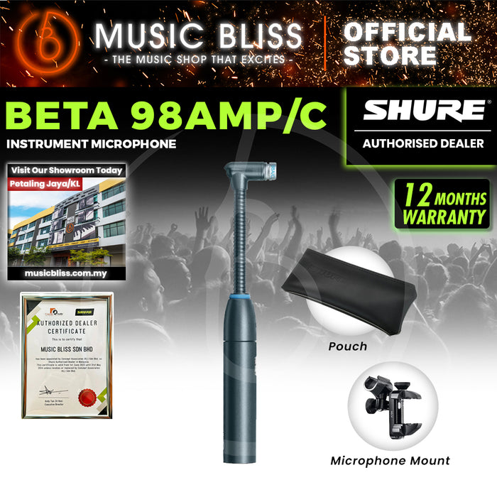 Shure BETA 98AMP/C Cardioid Condenser Gooseneck Microphone with XLR Preamp