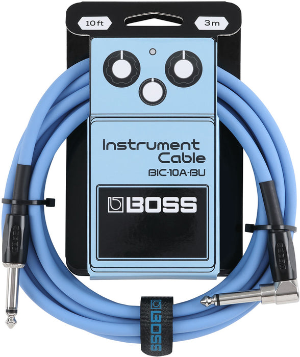 Boss BIC-10A Straight to Right Angle Instrument Cable, 10 foot - Blue
