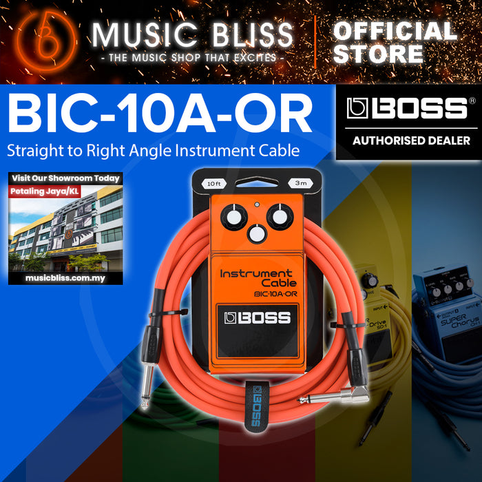 Boss BIC-10A Straight to Right Angle Instrument Cable, 10 foot - Orange