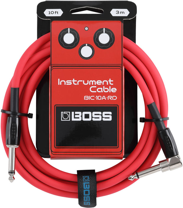 Boss BIC-10A Straight to Right Angle Instrument Cable, 10 foot - Red