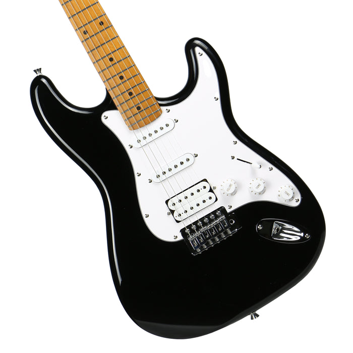 Deviser L-G2S-BK Budget Beginner Electric Guitar – HSS Strat Style Black for Rock Kapak