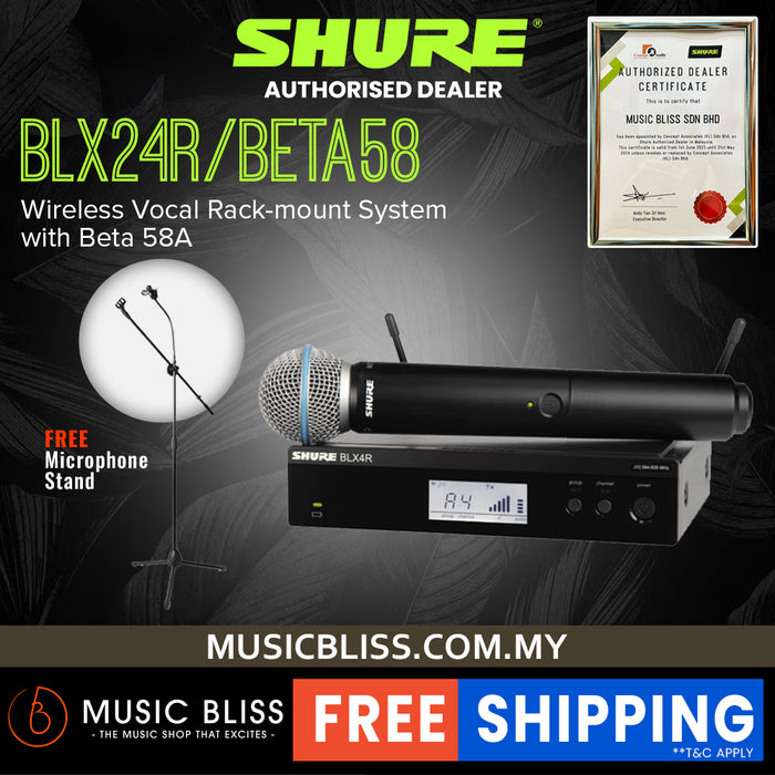 Shure BLX24R/B58 Handheld Wireless System, BLX4R Wireless Transmitter & BLX2/B58 Handheld Transmitter
