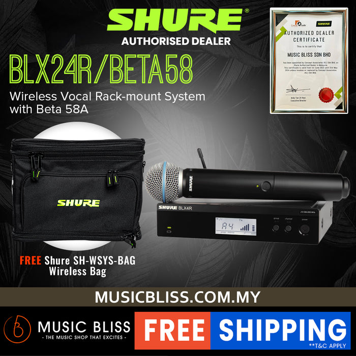 Shure BLX24R/B58 Handheld Wireless System, BLX4R Wireless Transmitter & BLX2/B58 Handheld Transmitter