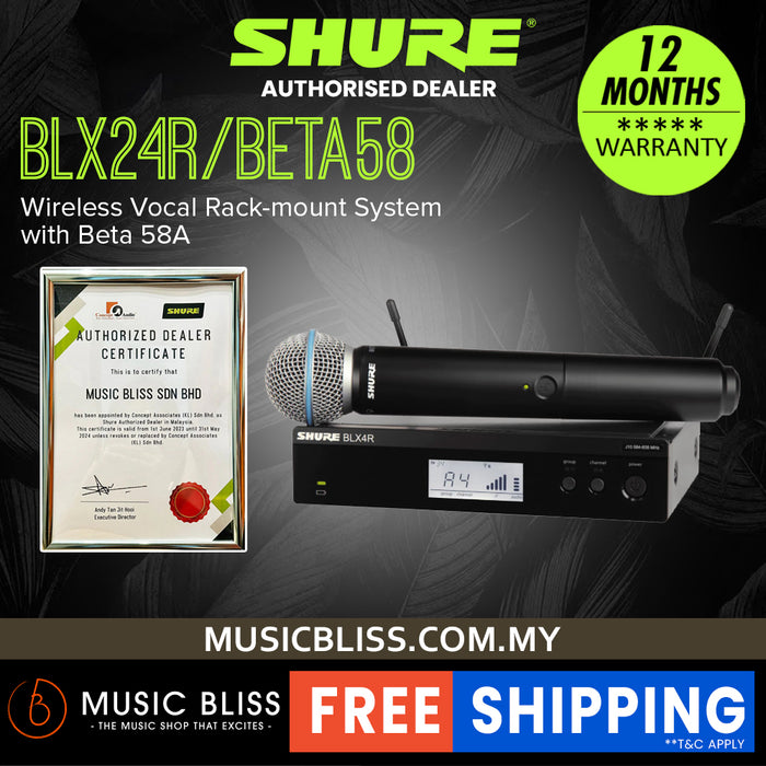 Shure BLX24R/B58 Handheld Wireless System, BLX4R Wireless Transmitter & BLX2/B58 Handheld Transmitter